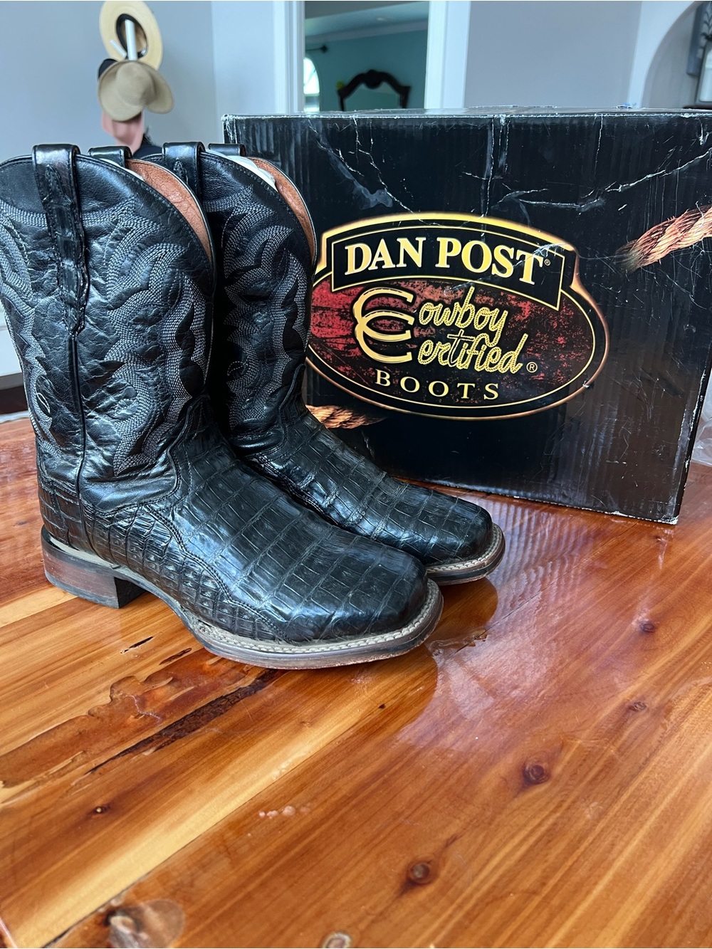 Dan Post Black Textured Leather Cowboy Boots